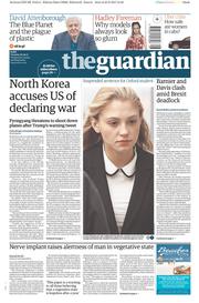 The Guardian () Newspaper Front Page for 26 September 2017