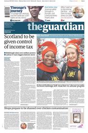 The Guardian () Newspaper Front Page for 27 November 2014