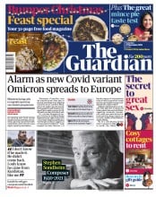 The Guardian () Newspaper Front Page for 27 November 2021