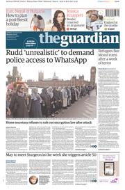 The Guardian () Newspaper Front Page for 27 March 2017