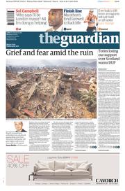 The Guardian () Newspaper Front Page for 27 April 2015