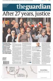 The Guardian () Newspaper Front Page for 27 April 2016