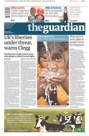 The Guardian () Newspaper Front Page for 27 May 2015