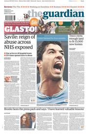 The Guardian () Newspaper Front Page for 27 June 2014