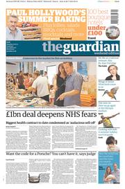 The Guardian () Newspaper Front Page for 27 July 2013