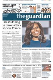 The Guardian () Newspaper Front Page for 27 July 2016