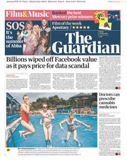 The Guardian () Newspaper Front Page for 27 July 2018