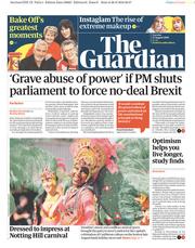 The Guardian () Newspaper Front Page for 27 August 2019
