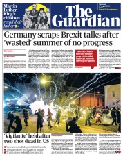 The Guardian () Newspaper Front Page for 27 August 2020