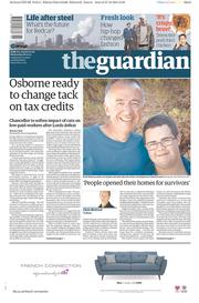 The Guardian () Newspaper Front Page for 28 October 2015