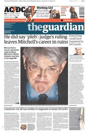The Guardian () Newspaper Front Page for 28 November 2014