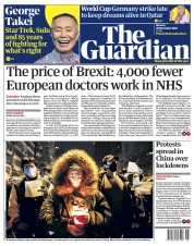 The Guardian () Newspaper Front Page for 28 November 2022