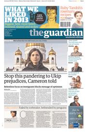The Guardian () Newspaper Front Page for 28 December 2013