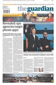 The Guardian () Newspaper Front Page for 28 January 2014