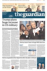 The Guardian () Newspaper Front Page for 28 February 2017