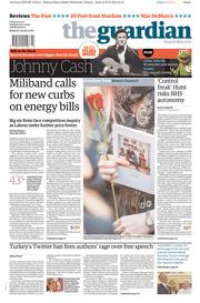 The Guardian () Newspaper Front Page for 28 March 2014