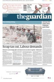 The Guardian () Newspaper Front Page for 28 March 2016
