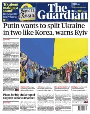 The Guardian () Newspaper Front Page for 28 March 2022