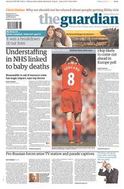 The Guardian () Newspaper Front Page for 28 April 2014
