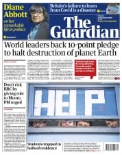 The Guardian () Newspaper Front Page for 28 September 2020