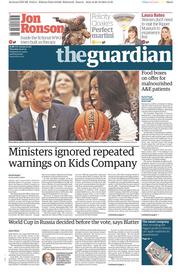 The Guardian () Newspaper Front Page for 29 October 2015