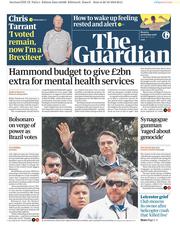 The Guardian () Newspaper Front Page for 29 October 2018