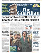 The Guardian () Newspaper Front Page for 29 October 2019
