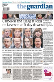 The Guardian () Newspaper Front Page for 29 November 2012