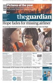 The Guardian () Newspaper Front Page for 29 December 2014
