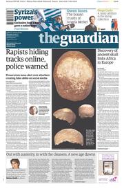 The Guardian () Newspaper Front Page for 29 January 2015