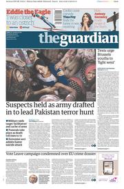 The Guardian () Newspaper Front Page for 29 March 2016