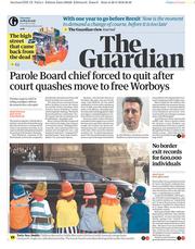 The Guardian () Newspaper Front Page for 29 March 2018