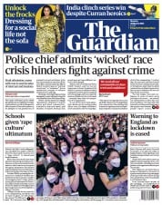 The Guardian () Newspaper Front Page for 29 March 2021