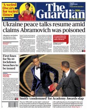 The Guardian () Newspaper Front Page for 29 March 2022