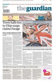 The Guardian () Newspaper Front Page for 29 July 2013