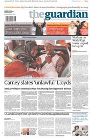 The Guardian () Newspaper Front Page for 29 July 2014