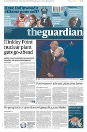 The Guardian () Newspaper Front Page for 29 July 2016