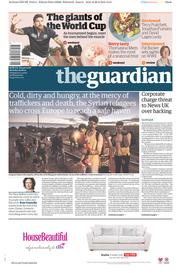 The Guardian () Newspaper Front Page for 29 August 2015