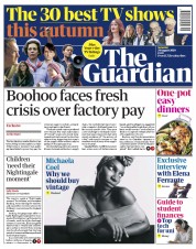 The Guardian () Newspaper Front Page for 29 August 2020