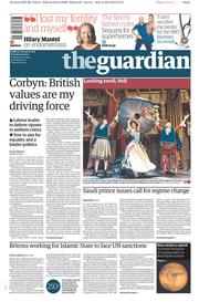 The Guardian () Newspaper Front Page for 29 September 2015