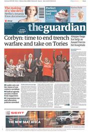 The Guardian () Newspaper Front Page for 29 September 2016