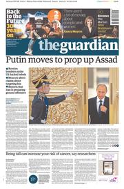 The Guardian () Newspaper Front Page for 2 October 2015