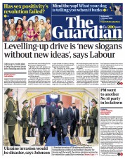 The Guardian () Newspaper Front Page for 2 February 2022