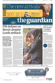 The Guardian () Newspaper Front Page for 2 March 2017