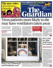 The Guardian () Newspaper Front Page for 2 April 2020