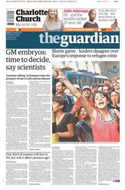 The Guardian () Newspaper Front Page for 2 September 2015
