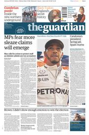 The Guardian () Newspaper Front Page for 30 October 2017