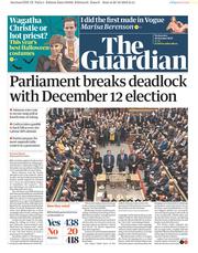 The Guardian () Newspaper Front Page for 30 October 2019