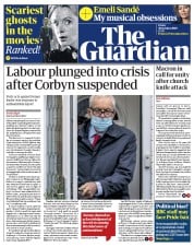 The Guardian () Newspaper Front Page for 30 October 2020