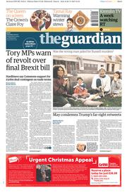 The Guardian () Newspaper Front Page for 30 November 2017